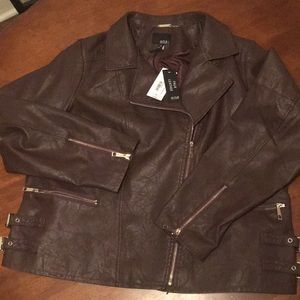 NWT Plus Size $150 1X A.N.A. leather jacket coat